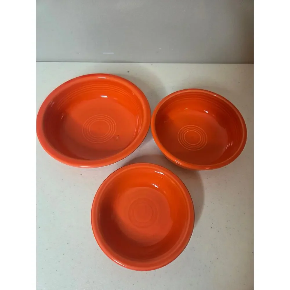 Vintage Fiestaware Radioactive Red (Orange) 7‑Piece Place Setting Dinnerware